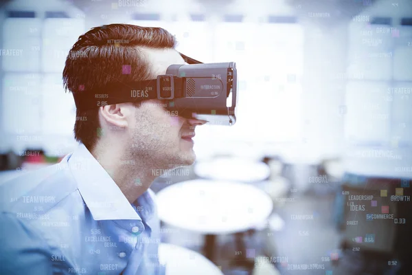 Businessman holding virtual glasses — Stock Photo, Image