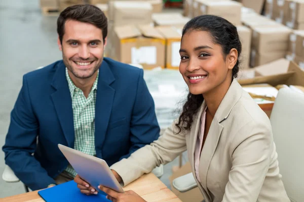 Portrait of happy managers are posing — Stock Photo, Image