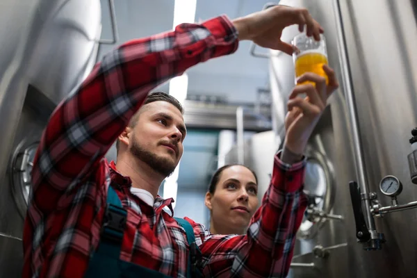 Brouwers testen van bier — Stockfoto