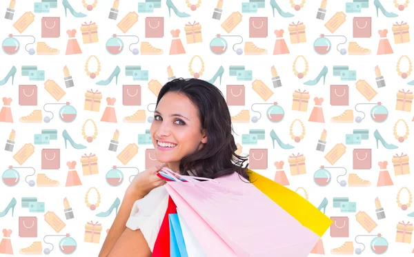 Morena con bolsas de compras — Foto de Stock