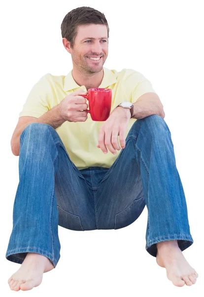 Sonriente hombre bebiendo café — Foto de Stock