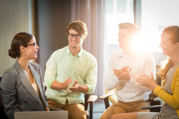 Business people clapping hands in the meeting — Stock Photo, Image