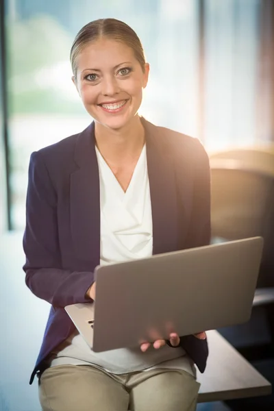 Donna d'affari utilizzando il computer portatile — Foto Stock