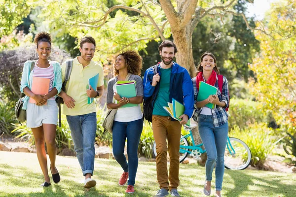 Grupo de amigos da faculdade andando — Fotografia de Stock