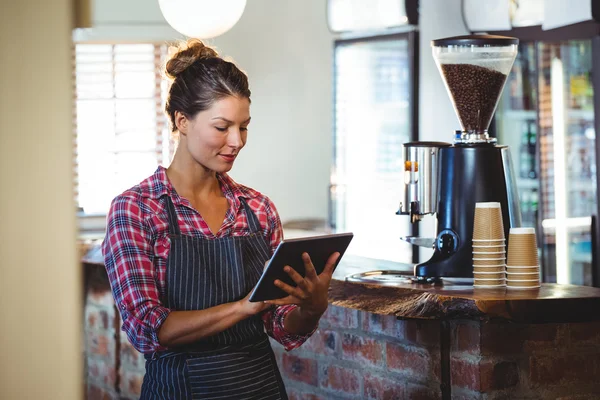 Waitress writing in a book — Stock Photo, Image