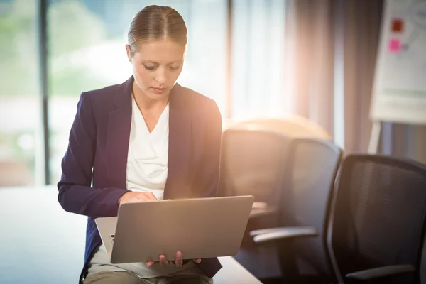 นักธุรกิจหญิงใช้แล็ปท็อป — ภาพถ่ายสต็อก