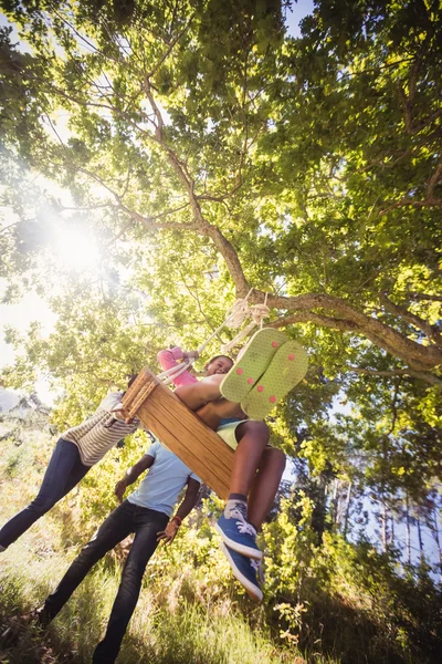 Happy family enjoying together — Stock Photo, Image