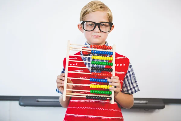 Schoolkid, voorwenden om een leraar — Stockfoto