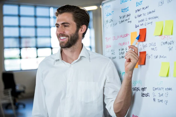 Businessman pointing on sticky note — Stock Photo, Image