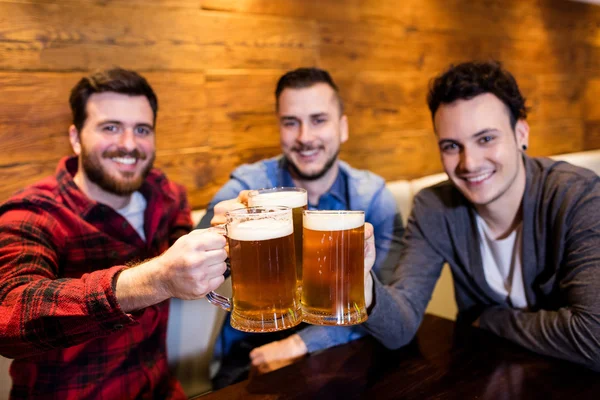 Portrait of male friends toasting beer — Stock Photo, Image