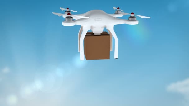 Drone, przytrzymanie pudełko tekturowe — Wideo stockowe