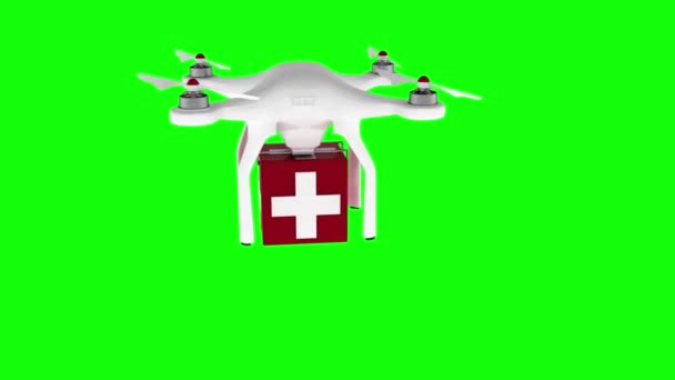 Drohne mit Verbandskasten — Stockvideo