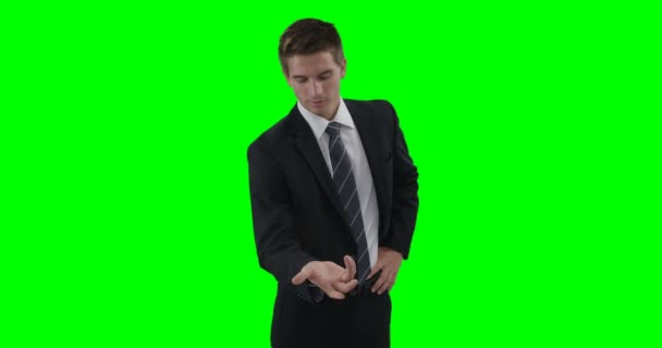 Businessman showing something with his hands — Stock Video