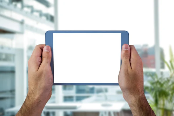 Cropped image of person holding tablet — Stock Photo, Image