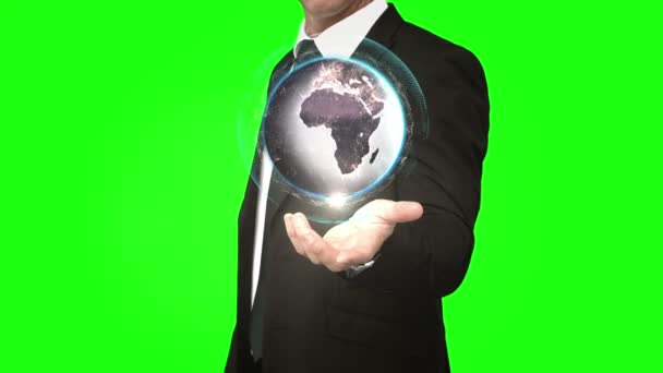 Businessman with globe animation — Stock Video