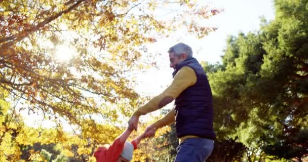 Papà filatura figlia intorno — Video Stock