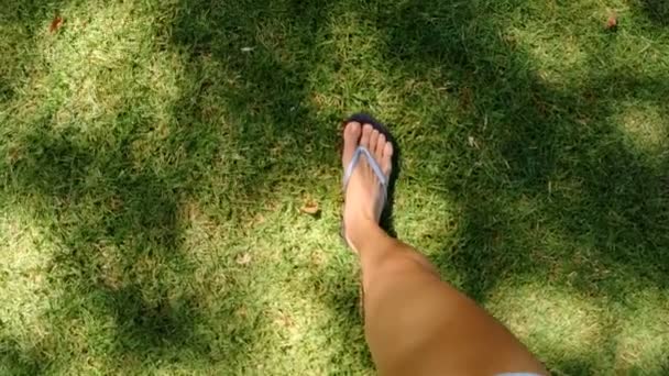 Bella ragazza a piedi nel parco — Video Stock