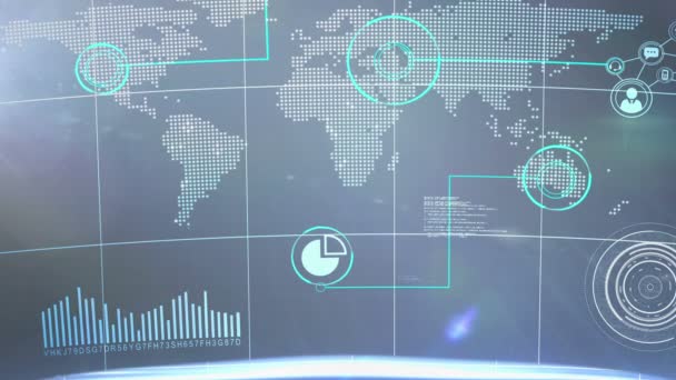 Digitale animatie van een wereldkaart — Stockvideo
