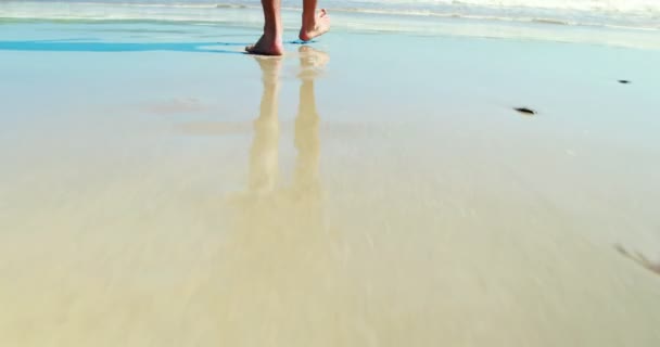 Mann geht am Strand spazieren — Stockvideo