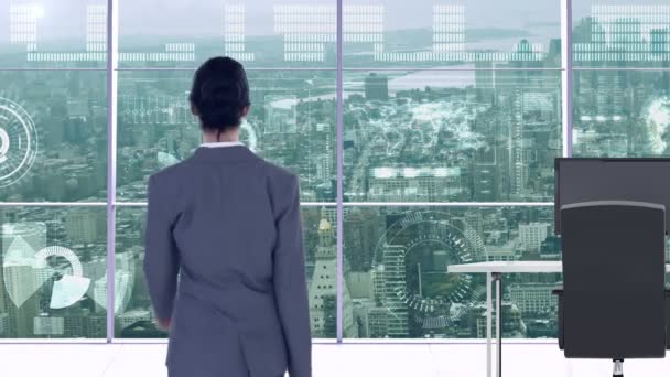 オフィスの窓に探している実業家 — ストック動画