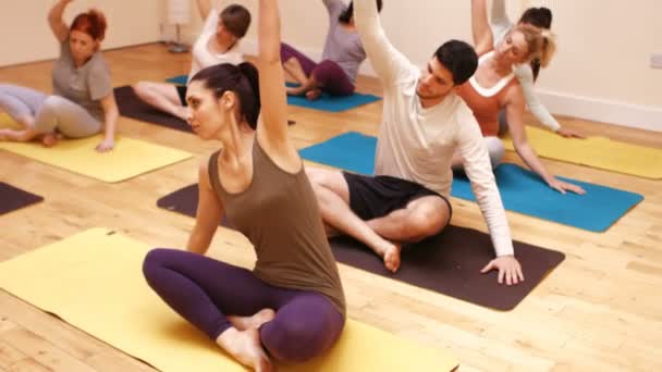 Grupo de personas que realizan yoga — Vídeos de Stock