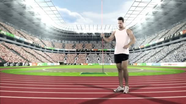 Hombre atleta a punto de lanzar Javelin — Vídeo de stock