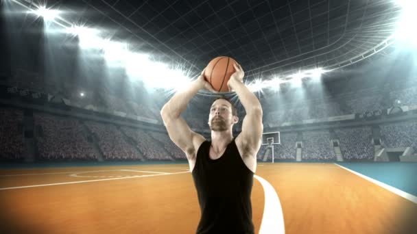 Basketbal speler passerende bal — Stockvideo