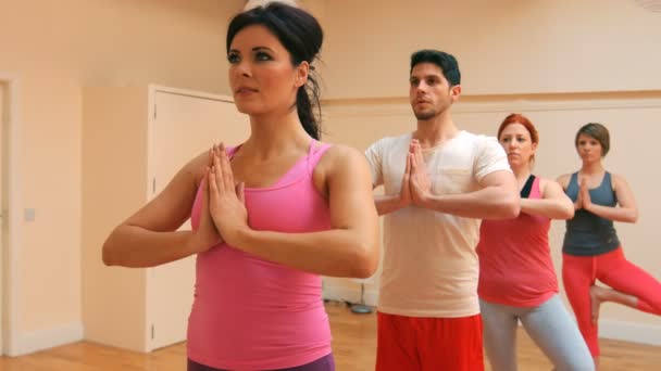 Gruppo di persone che eseguono yoga — Video Stock