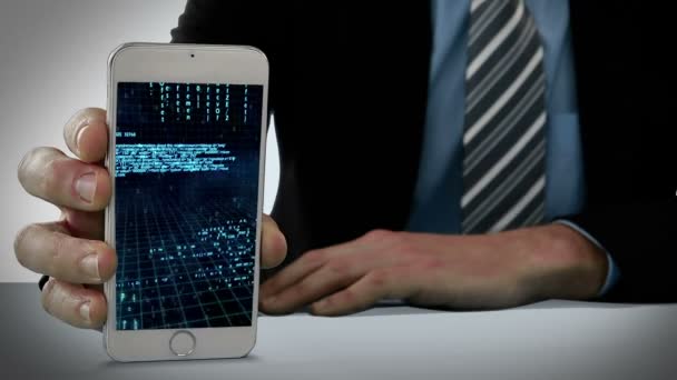 Main montrant mobile avec interface virtuelle — Video