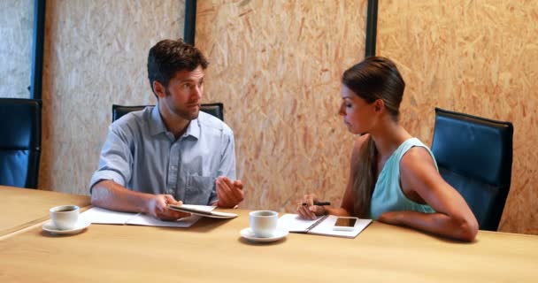 Zakenvrouw discussie met collega — Stockvideo