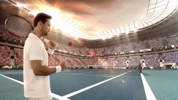 空気中のボールを投げ、テニス選手 — ストック動画