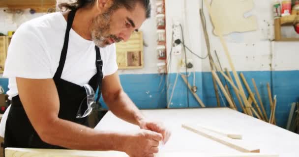 Carpintero trabajando en la artesanía — Vídeo de stock