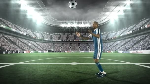 Kafa ile topu tekmeleme futbolcu — Stok video