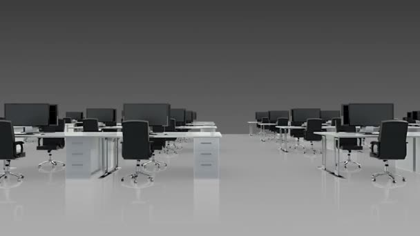 空荡荡的办公室，书桌和电脑 — 图库视频影像