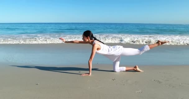 Mujer realizando ejercicio de estiramiento — Vídeos de Stock