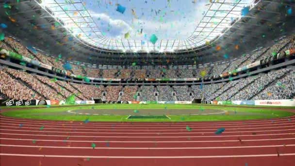 Confetti che cadono sullo stadio — Video Stock