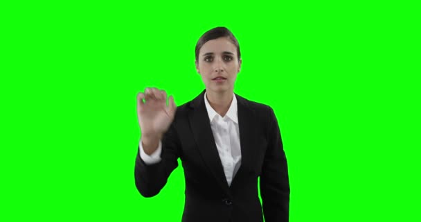 Geschäftsfrau berührt digitalen Bildschirm — Stockvideo