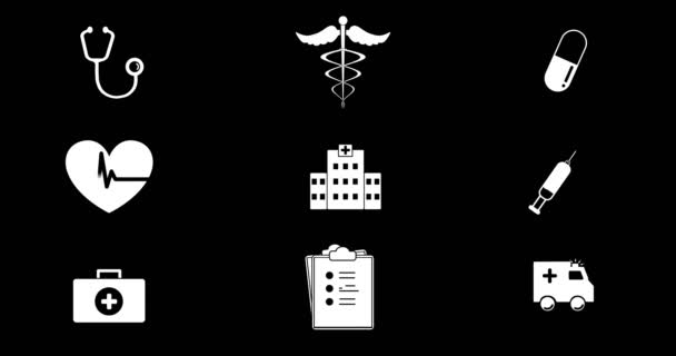 Diversi simboli medici — Video Stock