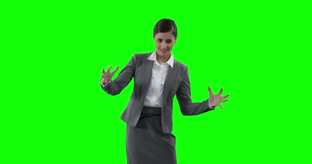 Businesswoman touching digital screen — Stock Video