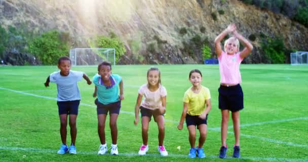 I bambini della scuola si divertono nel parco giochi — Video Stock