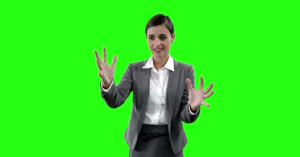 Hermosa mujer de negocios gesto — Vídeos de Stock