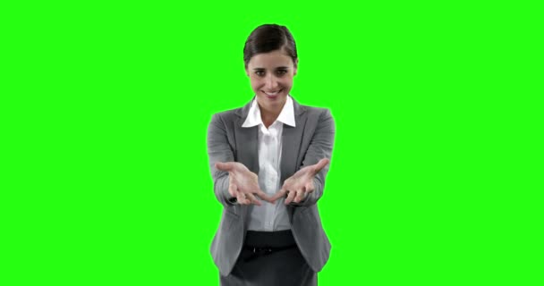 Beautiful businesswoman gesturing — Stock Video