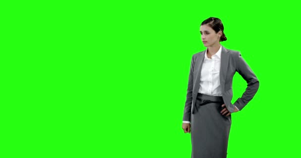 Mujer de negocios tocando la pantalla digital — Vídeo de stock
