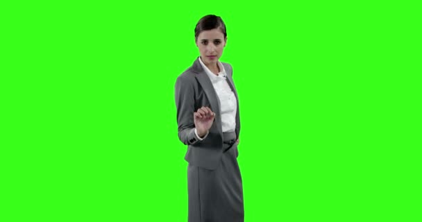 Businesswoman touching digital screen — Stock Video
