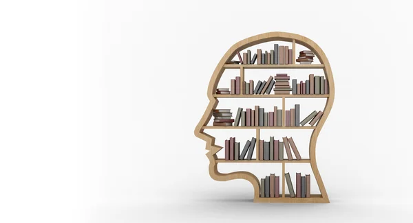 Books arranged in human face shape — Stock Photo, Image