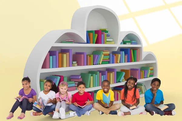 Elementary pupils reading books — Stock Photo, Image