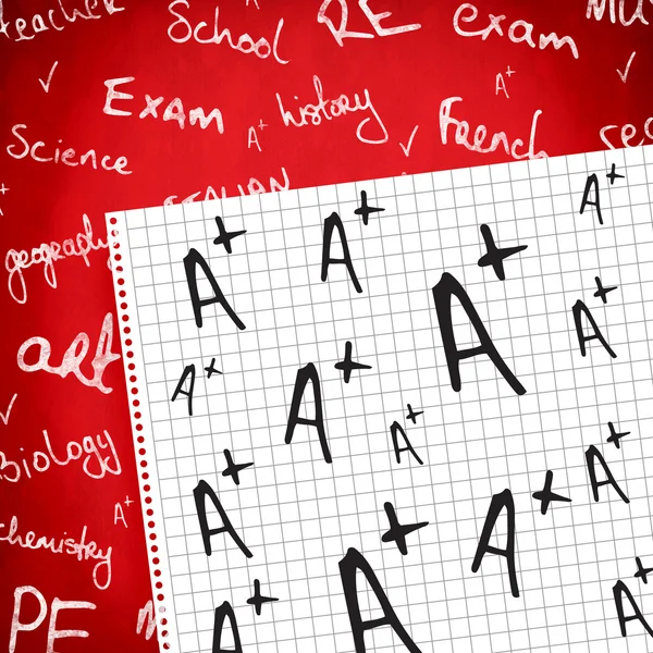 A+ grade signs against notepad — Stock Photo, Image