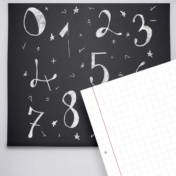 Drawn numbers against spiral notepad — Stock Photo, Image