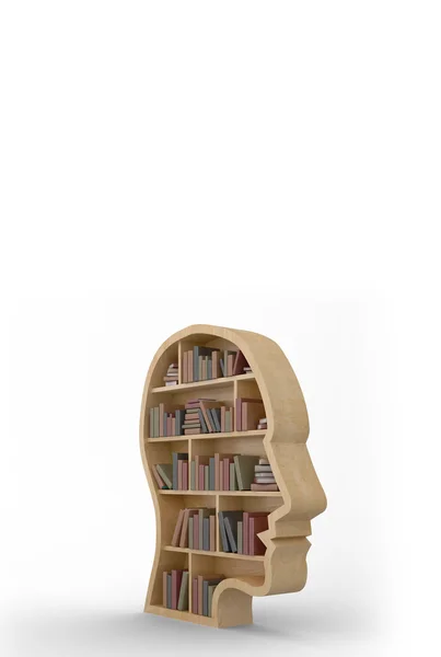 Livros dispostos em forma de rosto humano — Fotografia de Stock