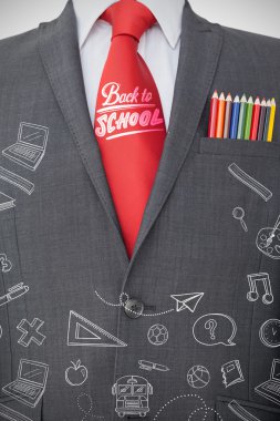 colored pencils in businessman coat pocket clipart